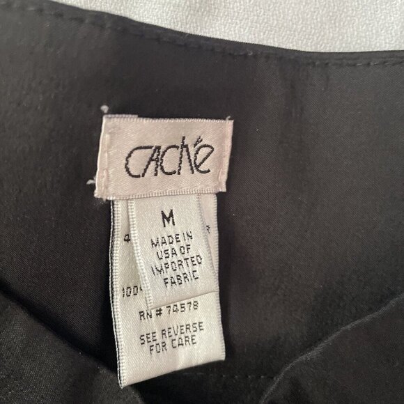 Cache Womens Black Pleated Solid Skirt M 48% Polyester 45% Nylon 7% Lycra Lining - Picture 6 of 9